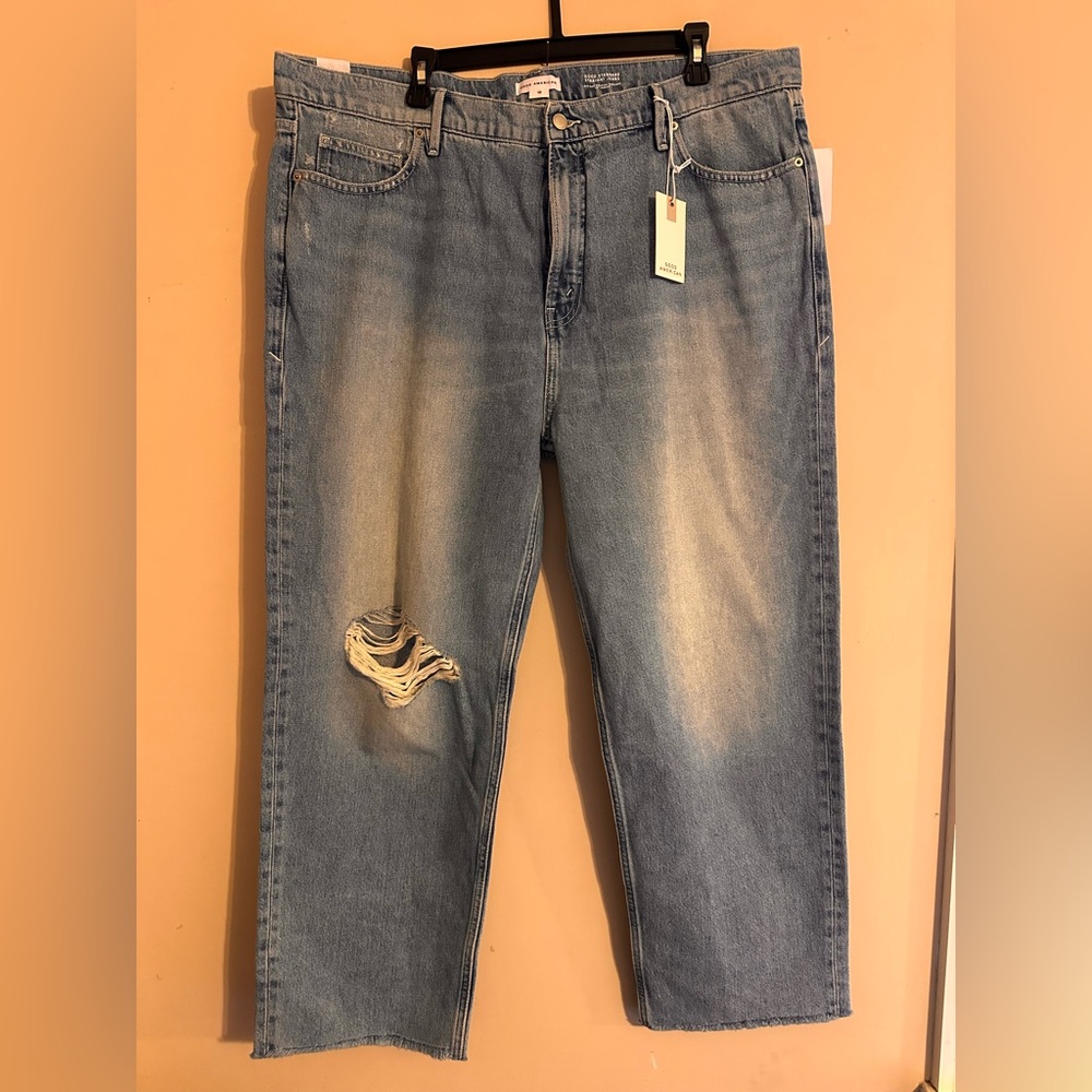 Good American Mid Rise Straight Jeans